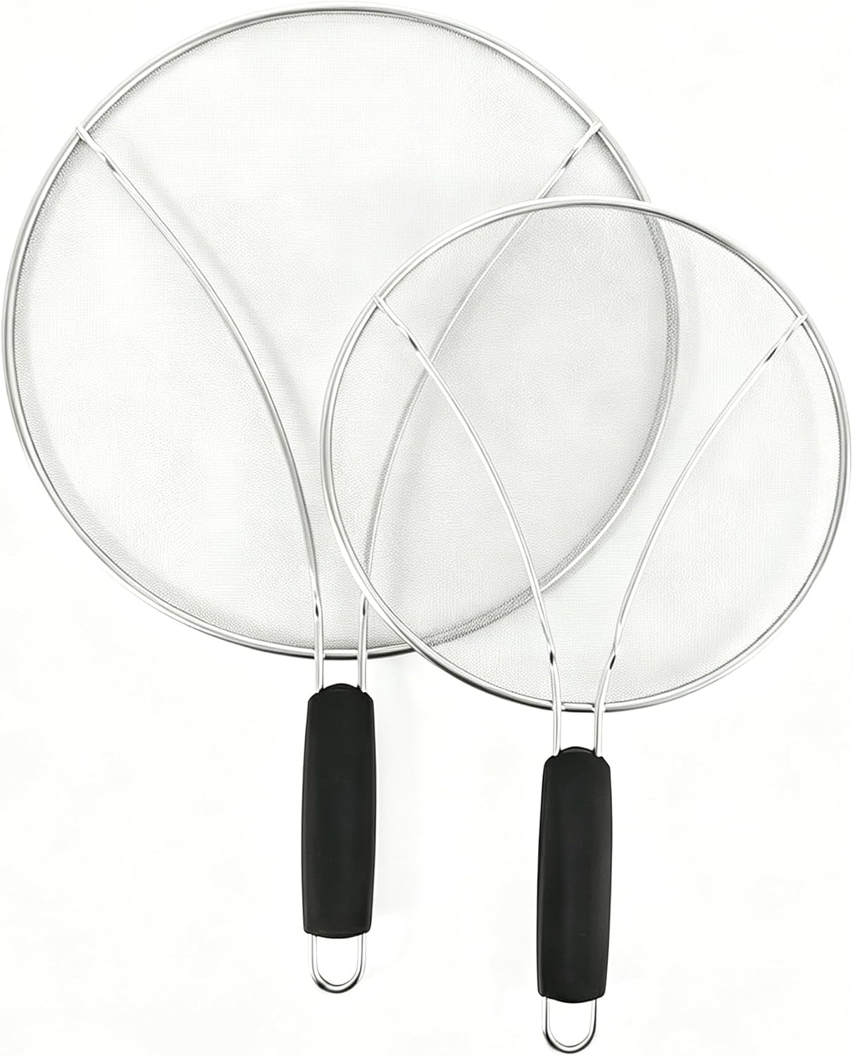 Stainless Steel Splatter Guard Set of 2 for Frying Pan – 13 Inch & 10 Inch Heavy Duty Grease Splatter Screen, Oil Splash Guard for Cooking, Dishwasher Safe, Easy to Hang