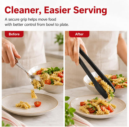 2 PCS Silicone Tongs for Cooking, 11 In Stainless Steel Kitchen Tongs with Silicone Tips, Heat Resistant Lightweight Non-Scratch for Flipping Fish, Steak, Toast & Bread, Dishwasher Safe