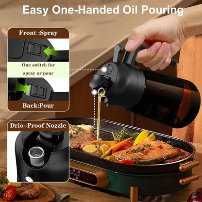 Oliver Oil Sprayer Dispenser for Cooking Bottle 16oz Dark Glass Black