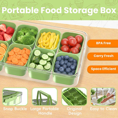 2 Pack Box Charcuterie Container with Dividers 12 Compartments,Snackle Boxes Food Storage, Bento Box Adult, Large Portable Divided Snackle Organizer with Lid & Handle, Stackable Food Containers(White)