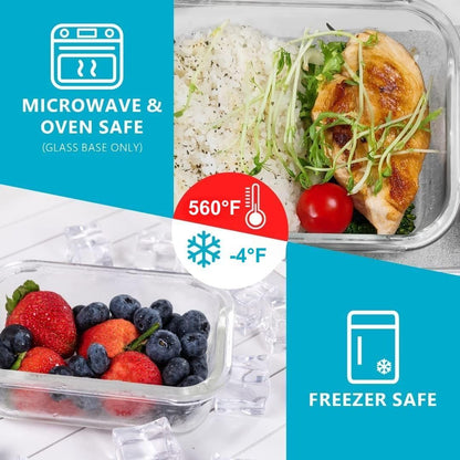 Igluu Meal Prep Glass Containers with Air Vent Lids (5 Pack+Extra Lid) – Airtight & BPA-Free – Oven, Microwave, Freezer and Dishwasher Safe – 28oz – Durable Borosilicate Glass