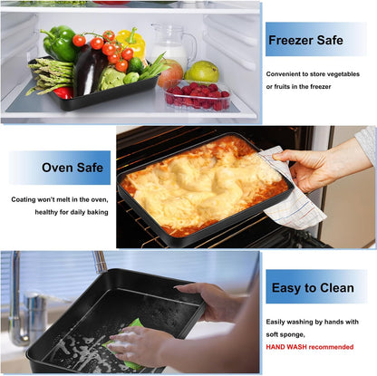TeamFar Lasagna Pan, 16" x12.13" x2" Stainless Steel Rectangular Cake Pan