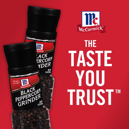 McCormick Black Peppercorn Grinder, For Freshly Ground Pepper While Cooking & Tableside, 2.5 oz