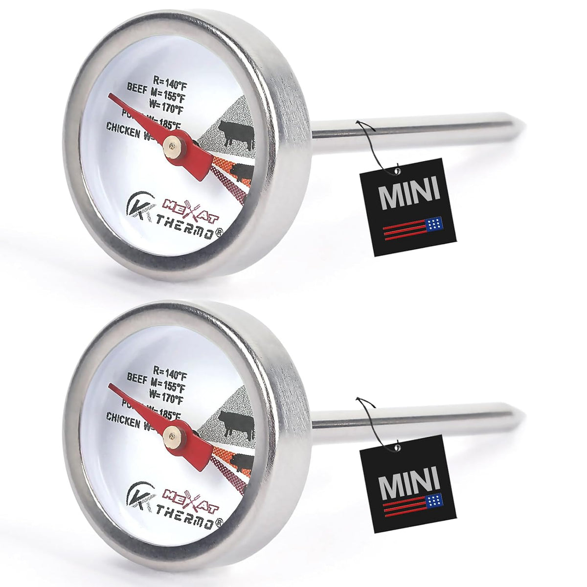 Oven Thermometer 2.75-Inch Dual Scale, 50-300°C/100-600°F, NSF 2‑Pack