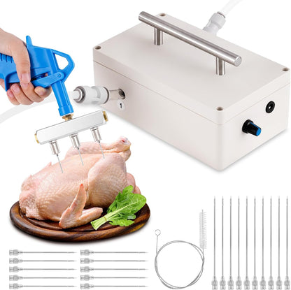 Electric Meat Injector Gun Pump with Hose, 65W Marinade Injector Syringe with 20 Needles for Home Grilling, Family Parties & Outdoor Cooking Turkey, Pork, Beef (Yellow)