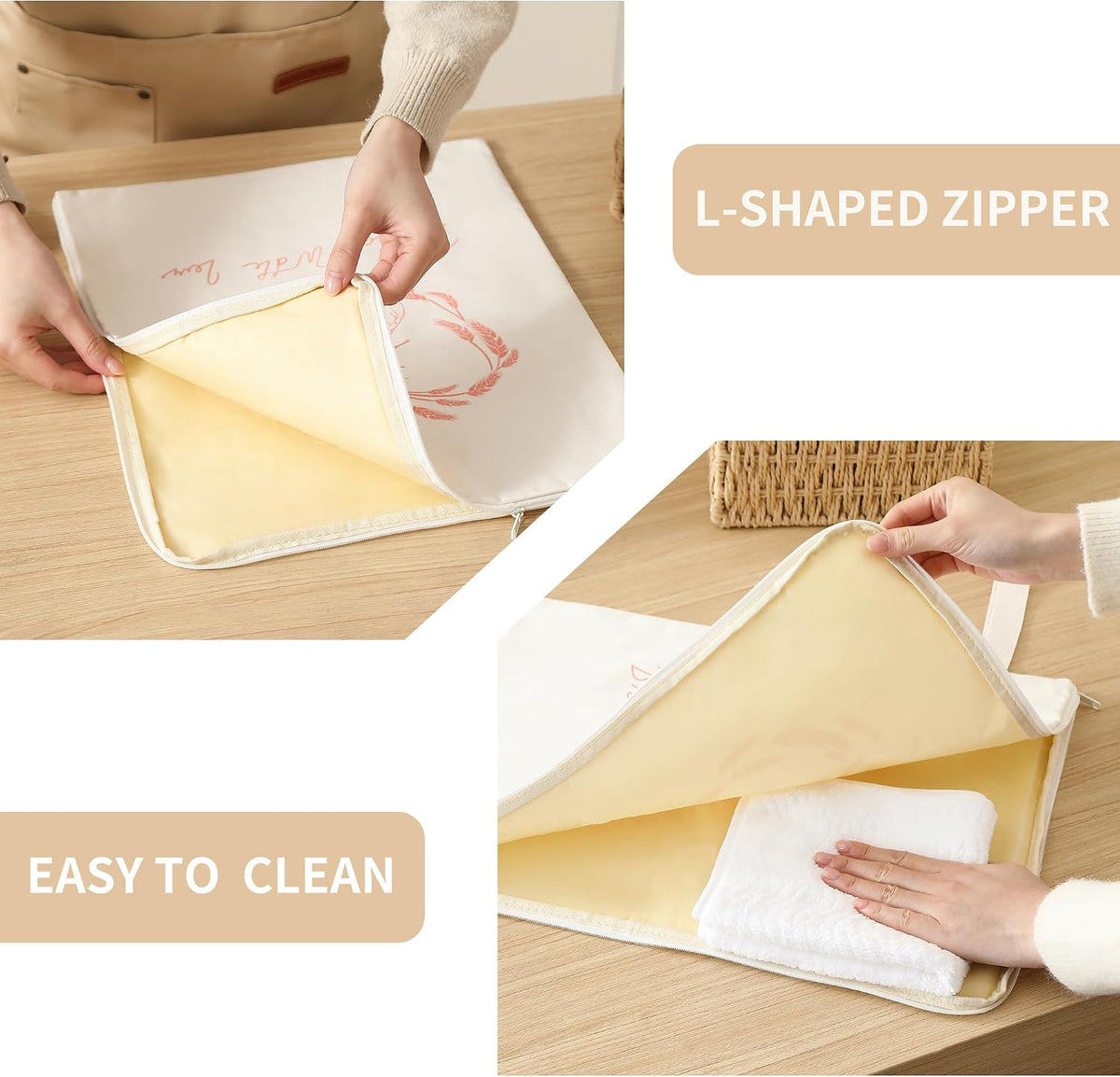 Wide Zipper Access Cotton &Beeswax Bags for Homemade Bread 2 Pack XL Reusable Beeswax Bread Bags for Homemade Bread Freezer Organic Cotton Food Storage Bags to Keep Fresh