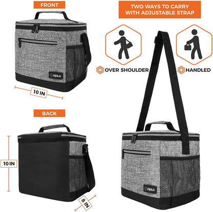 opux Insulated Lunch Box Men Women, Lunch Bag for Work School, Leakproof Soft Cooler Tote Adult, Large Lunch Pail Kids Boys Girls, Picnic Beach Food Bag with Shoulder Strap, Purple Floral