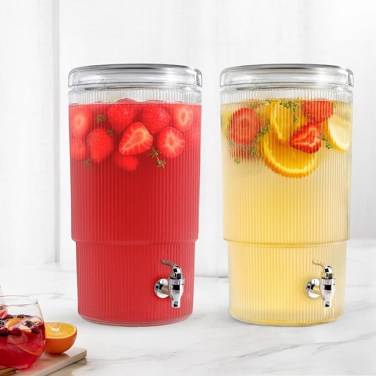 3 Gallon Classic Ice Cold Clear Glass Mason Jug Drink Beverage Dispenser Durable On Galvanized Stand With Leak Free Spigot-Easy Filling For Outdoor, Parties & Daily Use Lid