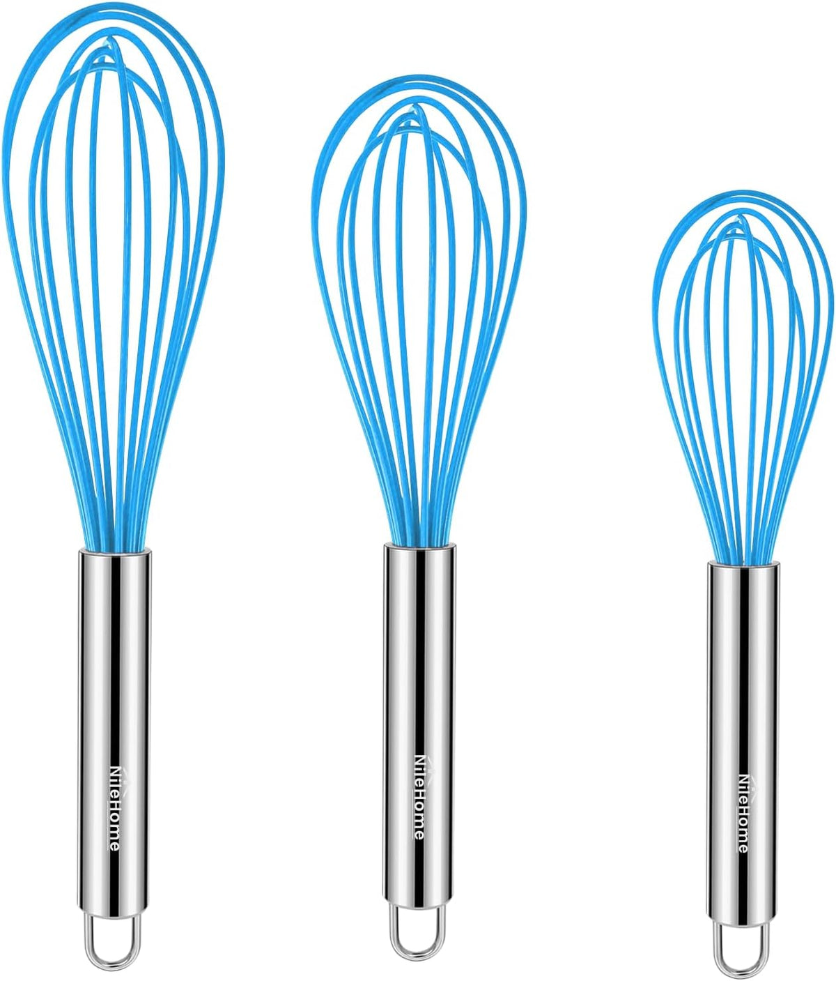 NileHome 3-Pack Stainless Steel Whisk Set, Kitchen Utensils for Cooking