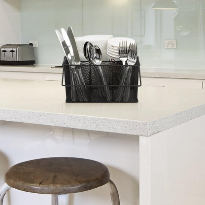 Sorbus® Utensil Caddy — Silverware, Napkin Holder, and Condiment Organizer — Multi-Purpose Steel Mesh Caddy—Ideal for Kitchen, Dining, Entertaining, Tailgating, Picnics, and much more (White)