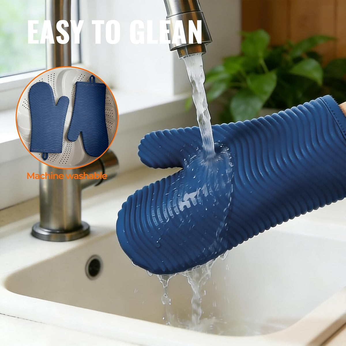 Yutat Silicone Oven Mitts - Oven Mitts and Pot Holders Sets Made of Non-Slip & BPA-Free Silicone, High Heat Resistant 500 Degrees, Perfect for Kitchen Cooking Baking BBQ, Peak Green