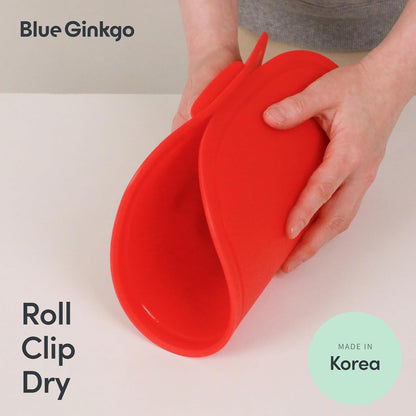 Blue Ginkgo Silicone Cutting Boards – Set of 3 (Small, Medium, Large) – Double-Sided, Thick, Flexible, Non-Slip, BPA Free – Juice Grooves, Dishwasher Safe (Made in Korea, Grey)