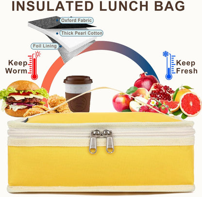FlowFly Small Insulated Lunch box Portable Soft Bag Mini Cooler Thermal Meal Tote Kit with Handle for Work & School, Black
