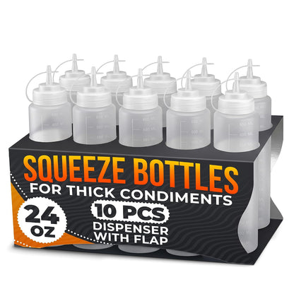 HYQO Small Squeeze Bottles for Sauces, 4 Oz Plastic with Cuttable Tip