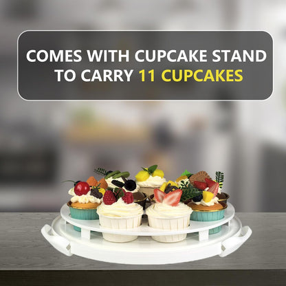 TMRIOPELP Tall Cake Carrier with Lid and Handle Insulated Cake Container Cake Transport Carrier Ideal for Pies Cupcakes and Pastries Perfect for Safe and Secure Cake Delivery (Red, 10 inch)