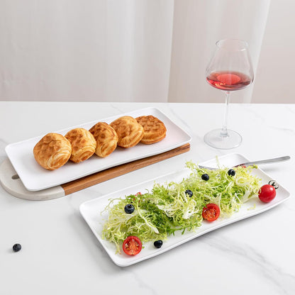 Chip & Dip Serving Tray Set, 4 Sectional Round Melamine Serving Platter, Relish Tray, Round Compartment Appetizer platter for Veggies, Candy and Snacks, Matte Black, Set of 2