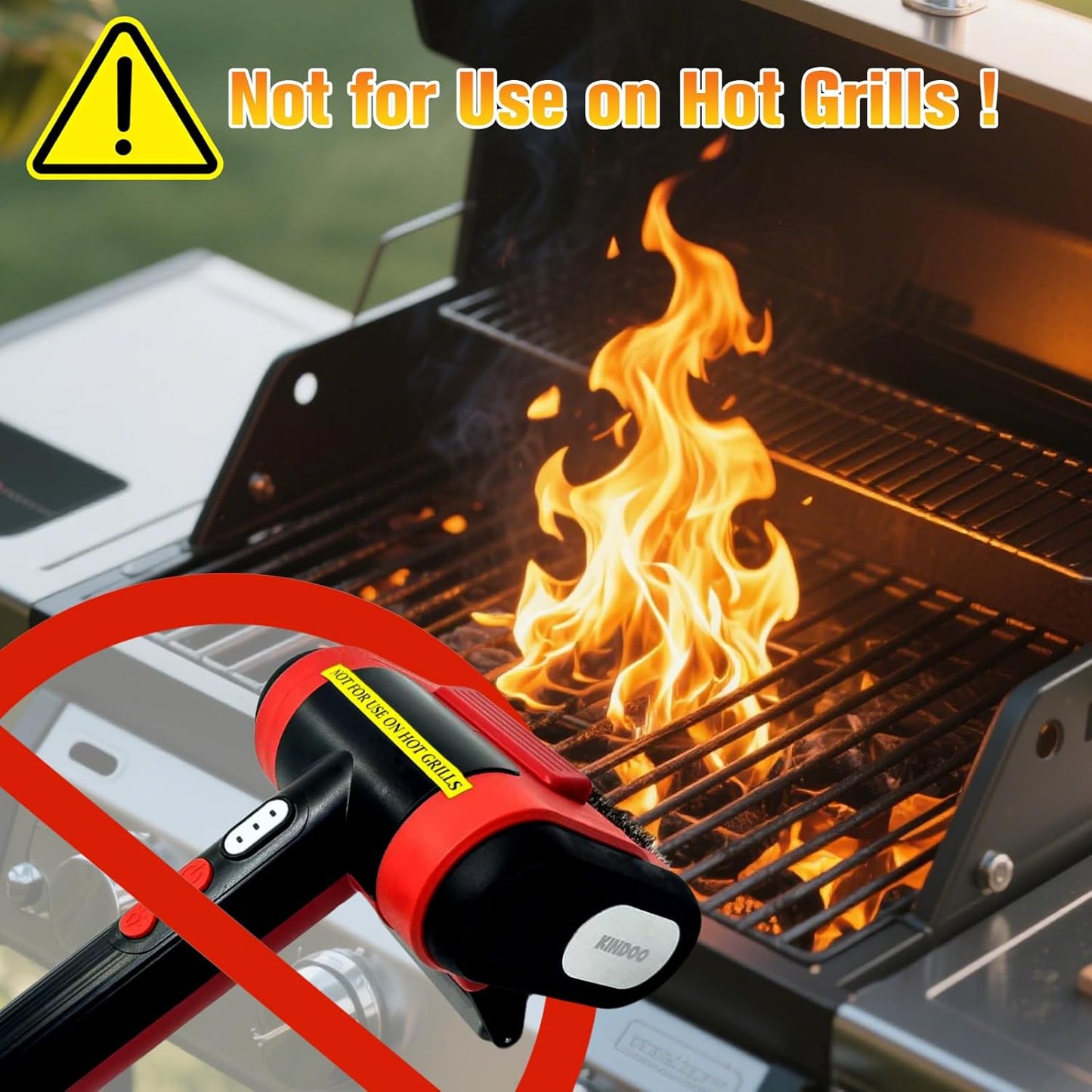 Electric Rechargeable Grill Brush,Grill Cleaner for Outdoor Grill with 800 RPM Motor - Bristle-Free Stainless Steel Grill Cleaner with LED Light for BBQ, Heavy Duty Grill Cleaning Tool (Champagne)