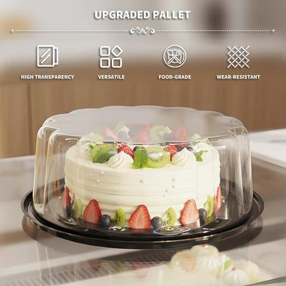 6 Pack Disposable Cake Containers with Lids,Cake Carrier,Plastic Cakes Stand with Lid,Cakes Covers Plastic with Dome and Base,Display Containers For Transport,Bundt Cake Pan (8 Inches-6 Pack)
