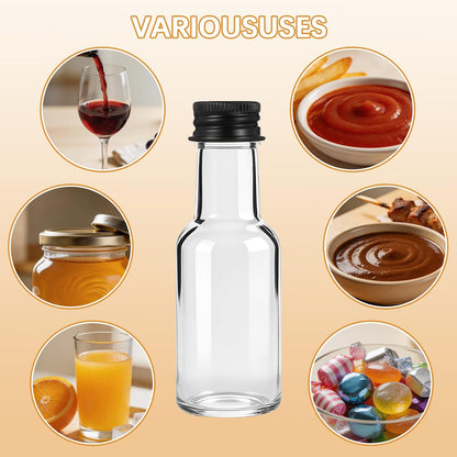 100 Pcs Mini Liquor Bottles Plastic Mini Salad Dressing Bottle Christmas Small Shooter Alcohol Holders with Cap Wine Hot Sauce(0.8 Oz,Black)