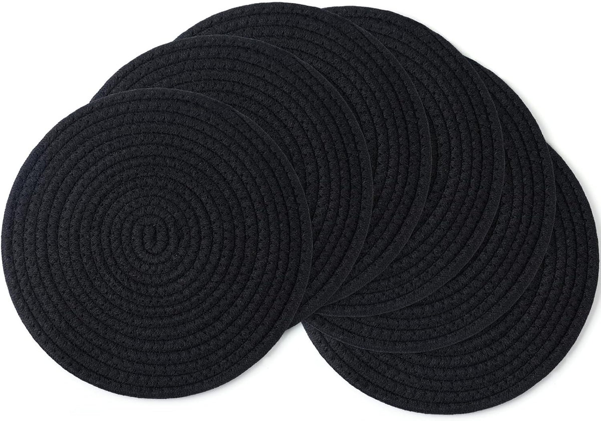 Large Trivets for Hot Dishes, Pots and Pans, Hot Pads 10 Inches 6 Pcs, Pot Holders for Kitchen, Heat Resistant Mats Protect Countertops, Kitchen Essentials Farmhouse Decor (Mix Brown)
