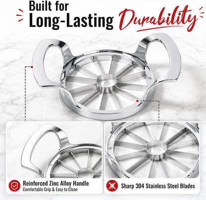YYP Heavy Duty 8-Blade Apple Slicer, Extra Large Stainless Steel Apple Cutter & Corer, Sharp, Easy to Use, Dishwasher Safe for Apples & Fruits