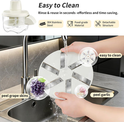 Electric Garlic & Grape Peeler, 6-Blade Cordless Fruit Veggie Peeling Tool