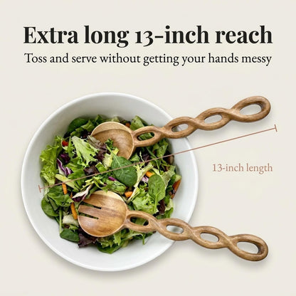 Salt & York 13-Inch Walnut Wood Salad Tongs, Handcrafted Wooden Serving Utensils for Tossing Salad, Pasta, Side Dishes & Entertaining, Farmhouse Kitchen & Cookware, Ideal Wedding and Housewarming Gift
