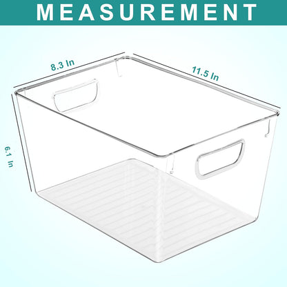 Utopia Kitchen Clear Pantry Organizers and Storage Bins 6 Pack, Large Clear Storage Bins for Pantry, Durable Freezer Organizer Bins With Handles for Organizing Fridge, Kitchen Organization