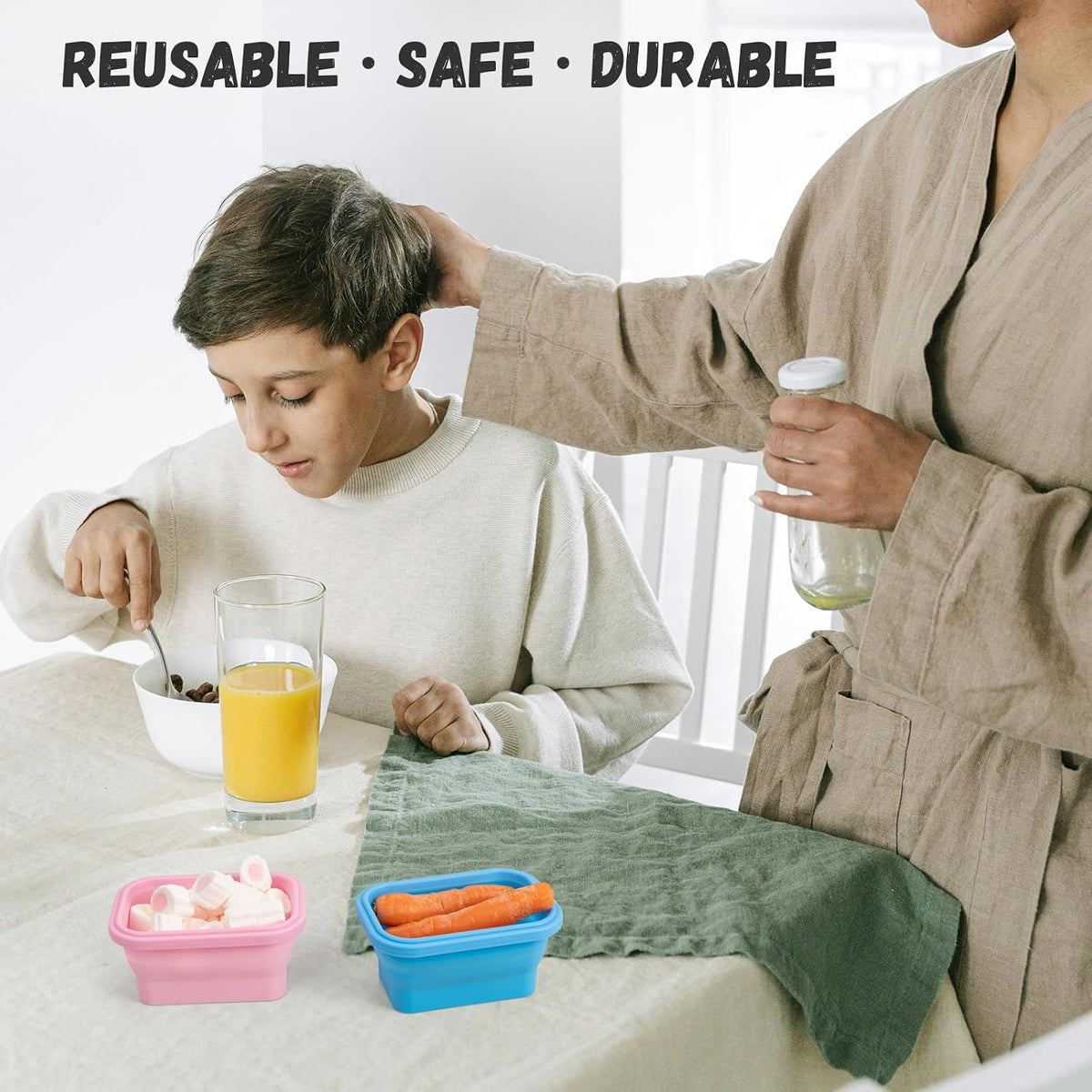 Collapsible Silicone Food Storage Containers Set with Lid & Air Vent,Foldable Lunch Containers(4PCS,Blue,27oz)