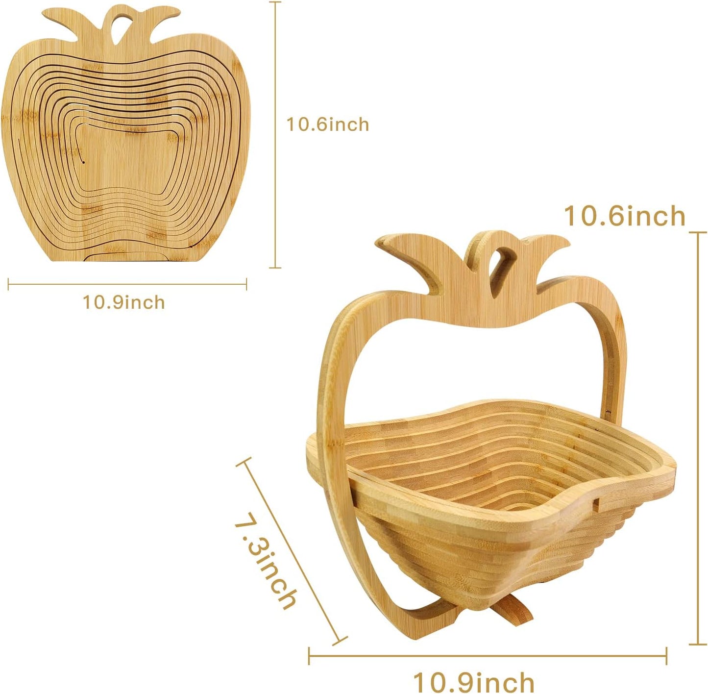 MYOSOTIS Foldable Fruit Basket Collapsible Bamboo Fruit and Veggie Basket Fruit Bowl Holder and Dried Fruit Basket For Holiday Party (Duck)
