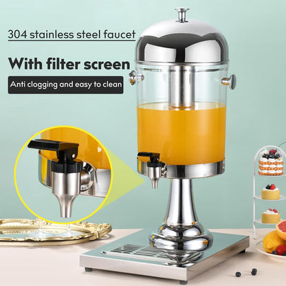 BAVNNRO 4.5 Gallon Drink Dispensers for Parties, Beverage Dispenser with Stand, Commercial Hot Cold Juice Dispenser with Ice Container and Stainless Steel Drip Trays for Beer, Water Lemonade
