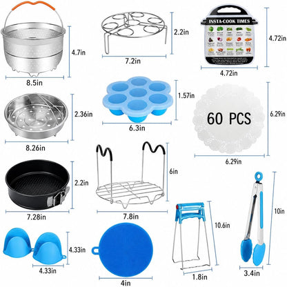 Accessories for Instant Pot, 73 PCS Accessories for Pressure Cooker for 5/6/8 Qt Electric Pressure Cooker -2 Steamer Baskets, Steamer Rack, Non-stick Springform Pan, Egg Rack