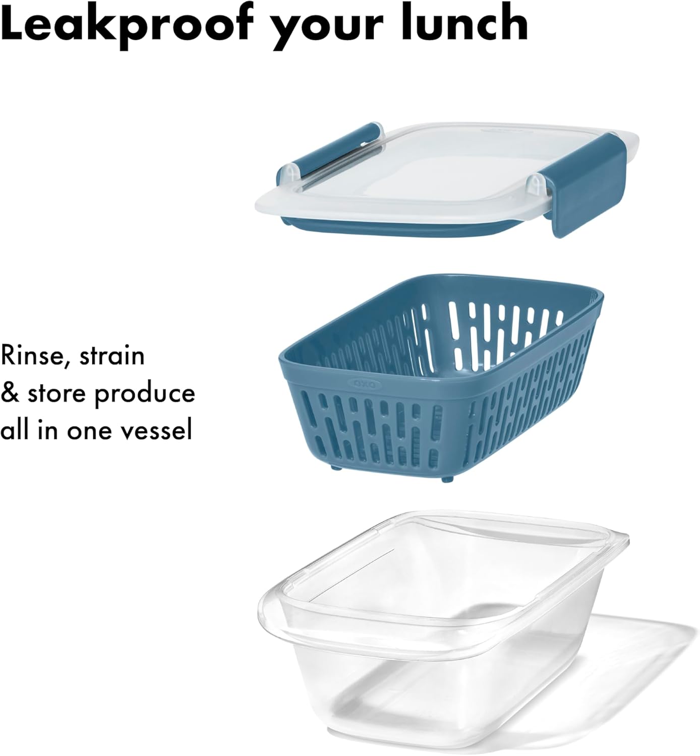 OXO Good Grips Prep & Go Snack & Dip Container, Snack Fuss-Free on the Move, Leakproof Reusable Small Meal Food Storage and Lid, Food Containers with Lids, Snack Organizer, 1.6 Cups/0.4 L