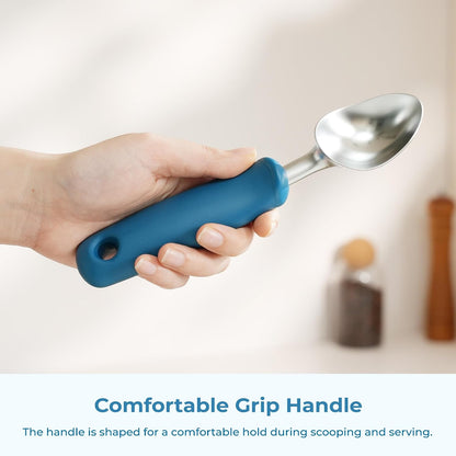 OOU Garlic Press, Stainless Steel Garlic Mincer with Premium Zinc Alloy Construction, Easy-Squeeze Ergonomic TPE Non-Slip Grip Handles, Reverse Cleaning Bumps and Dishwasher Safe Design, Blue