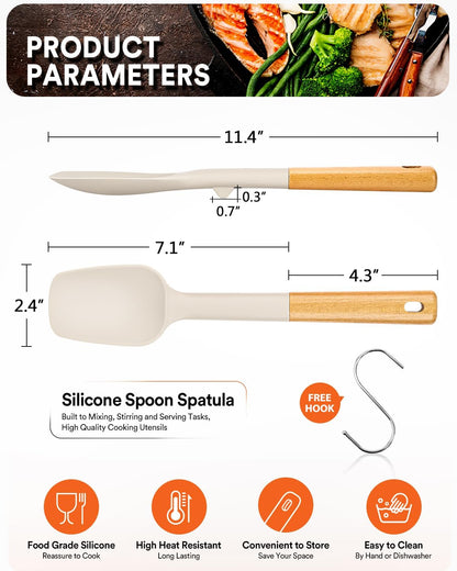 Badiano Silicone Spoon Spatula, Nonstick Rubber Spatula, Grey