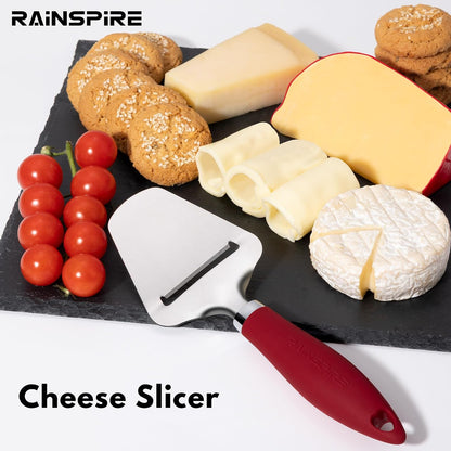 Rainspire Upgraded Non-Stick Cheese Slicers for Block Cheese Multi-Functional Cheese Cutter for Mozzarella, Cheddar, Gruyere Charcuterie Accessories Dishwasher Safe Kitchen Tools, Black