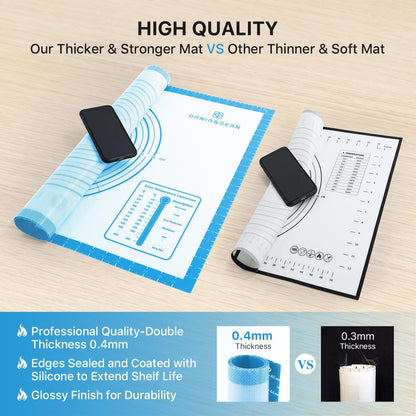 Silicone Baking Mat,28" x 20" Extra Thick Large Non Stick Sheet Mat with Measurement Non-slip Dough Rolling Mat,Reusable Food Grade Silicone Counter Mat for Making Cookies,Macarons,Bread and Pastry