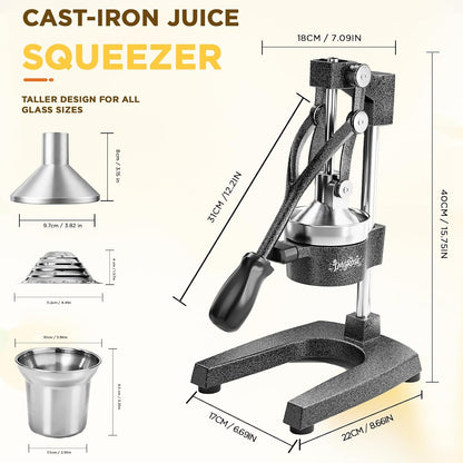 Cast Iron Hand Press, Lemon Manual Juicer, Citrus Press, Black