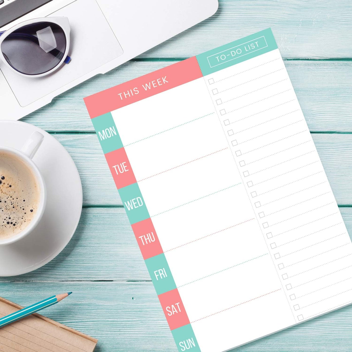 Daily Planner - Undated 2026 Planner Plus To Do List – Teal/Orange Magnetic Weekly Task list organizer and Day Notepad - Agenda Organizer for College Student, Office or Home