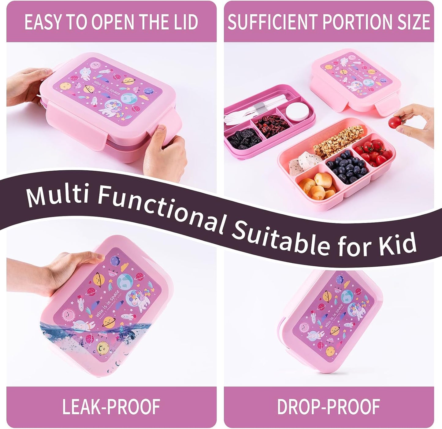 Bento Box for Kids Girls Boys, Adult,8-Compartment Leak-Proof Toddler Lunch Box for School, Drop-Proof Kids Lunch Containers with Insulated Bag, Microwave & Dishwasher Safe, BPA-Free,(Blue)