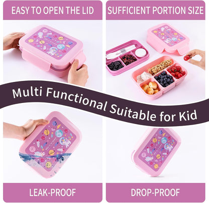 Bento Box for Kids Girls Boys, Adult,8-Compartment Leak-Proof Toddler Lunch Box for School, Drop-Proof Kids Lunch Containers with Insulated Bag, Microwave & Dishwasher Safe, BPA-Free,(Blue)