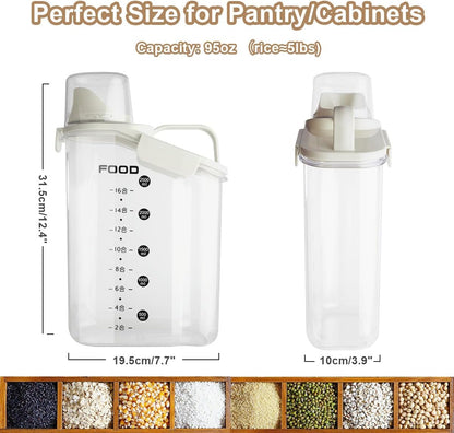 LANGMINGDE 1 Piece Cereal Containers Storage, 2.8L/95oz Airtight Large Dry Food Storage Containers with Pouring Spout Measuring Cup for Snacks Grain Rice,BPA Free Dispenser Plastic Bin, 1PC