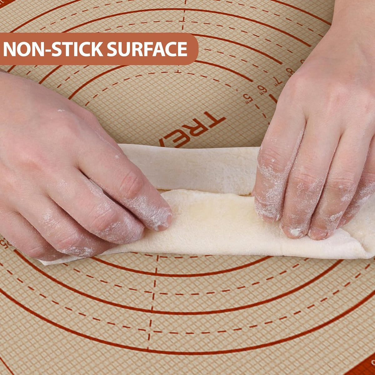 Silicone Pastry Mat, 24" x 16" Dough Mat, Rolling Mat for Baking