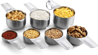 Spring Chef Stainless Steel Measuring Cups and Spoons Set of 14 with Leveler, Nesting Kitchen Metal Measuring Cups and Spoons Set for Dry and Liquid Ingredients, Perfect for Cooking & Baking