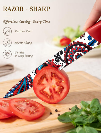 Astercook Paisley Pattern Knife Set with Cover