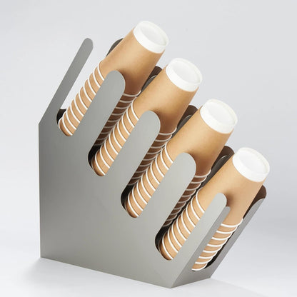 CURTA Paper Cup and Lid Holder, Disposable Paper Cup Dispenser 4 Compartment Coffee Cup and Lid Storage Organizer Holder for Countertop Coffee Station Bar Restaurant Breakroom