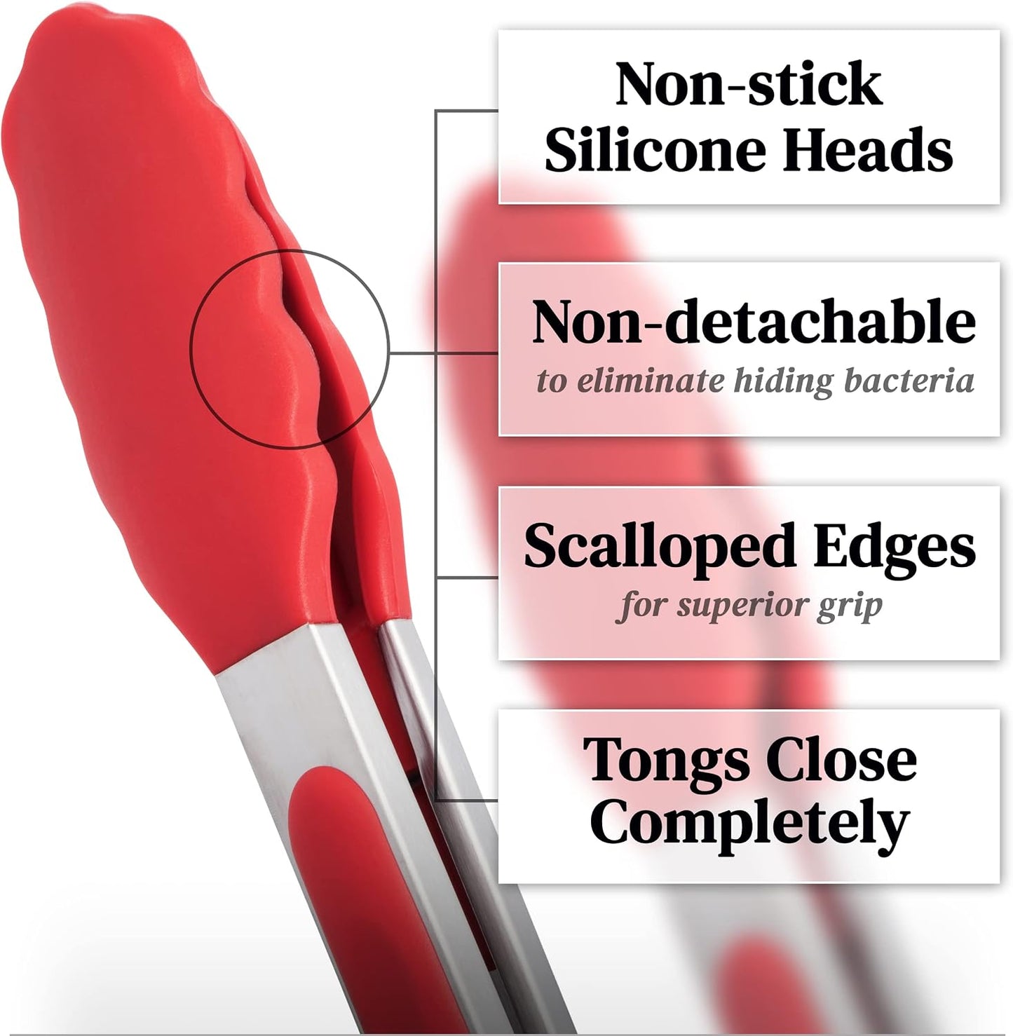 Popco 3 Piece Kitchen Tongs Set 7, 9, 12 Inch - Stainless Steel Nonstick Tongs with Silicone Tips - Heat Resistant and Dishwasher Safe for Cooking, Grilling, Salad, and Everyday Serving