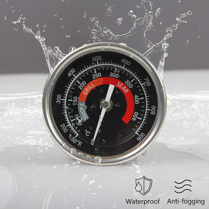 BBQ Grill Temperature Gauge Waterproof Large Face for Kamado Joe Barbecue Charcoal Grill Stainless Steel 150-900°F Cooking Thermometer for Oven Wood Stove Accessories Tool Set Up Easy