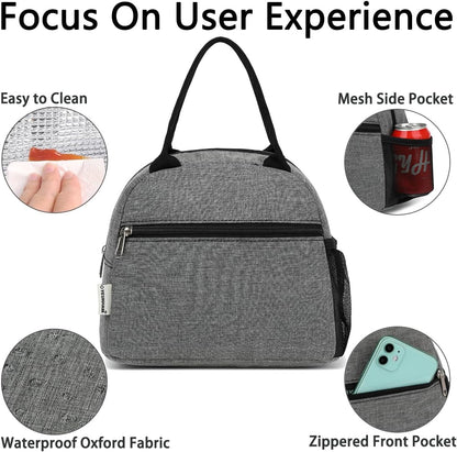 GYEUKHAM Lunch Bag Women, Lunch Box for Adult Men Kids Girls, Small Cute Lunchbox Tote Large Capacity Insulated Lunch Container Cooler for Work School Picnic Travel, Black White Stripes