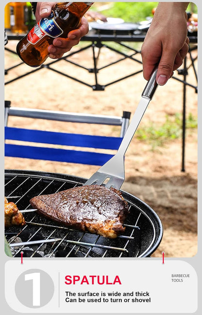 BBQ Grill Tool Set BBQ Accessories, Stainless Steel Grill Tools Grilling Accessories Grill Set Barbecue Grill Accessories for Outdoor Grill, Grill Utensils Grilling Tools Grilling Gifts for Men (3PCS)